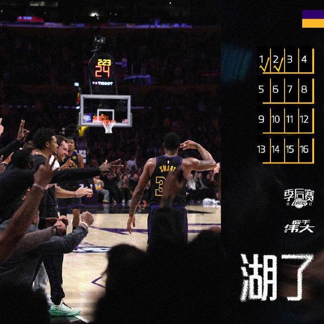 湖人双枪联手轰48分 队史2-0领先晋级概率超99%